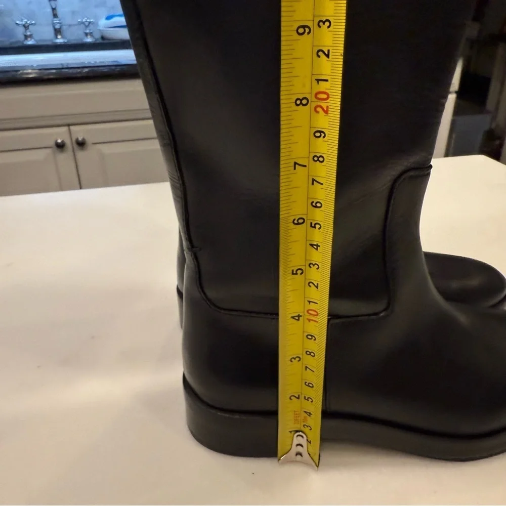 Tory Burch Women’s The Riding Boot Size 8 Black Leather Embossed Logo NEW